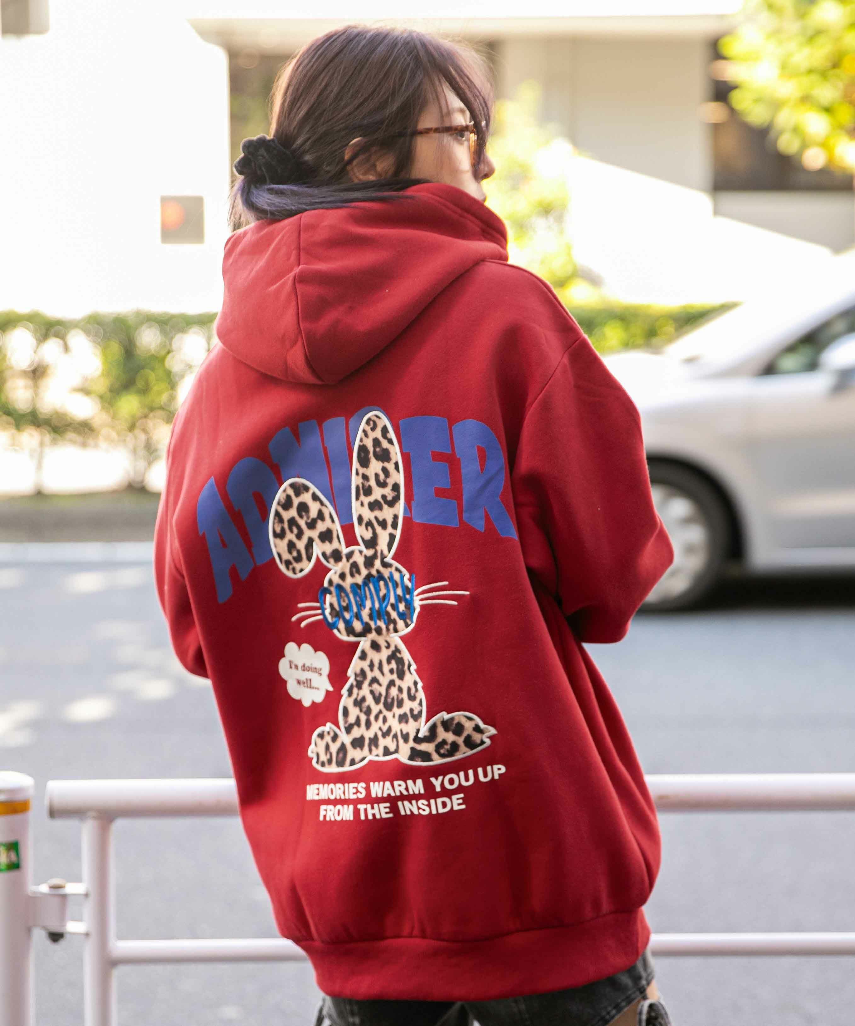 バックラビット×ロゴ刺繍》レディース 裏起毛 プルパーカー スウェット