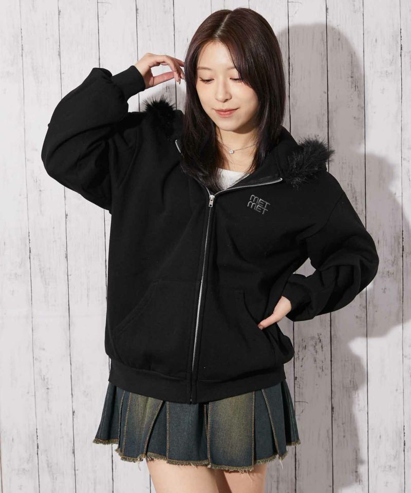 ファーフード×裏起毛》レディース ジップパーカー カジュアル 秋冬 | GORGE
