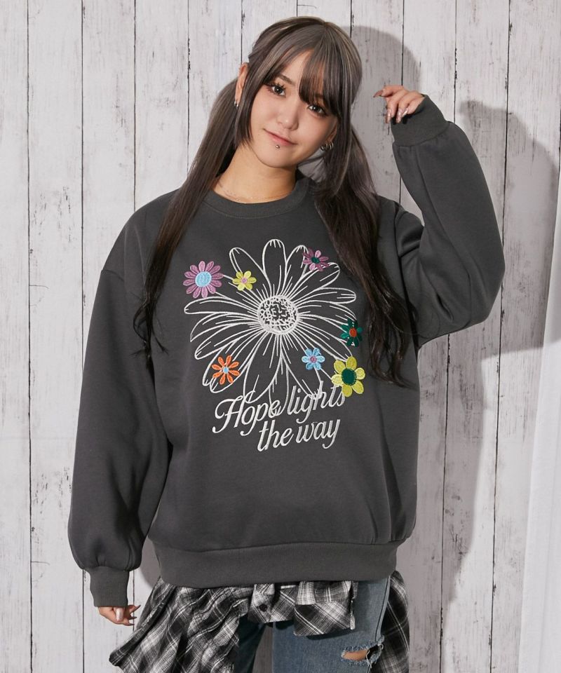 フラワー刺繍×裏起毛》ストリートフェミスウェット | GORGE