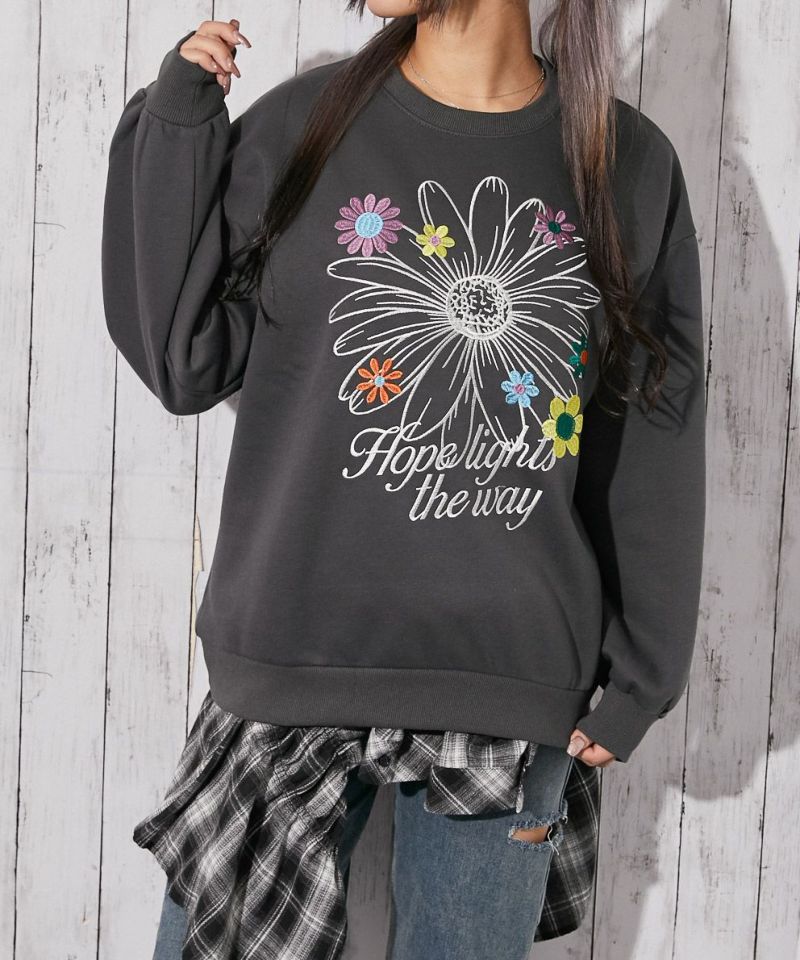 フラワー刺繍×裏起毛》ストリートフェミスウェット | GORGE