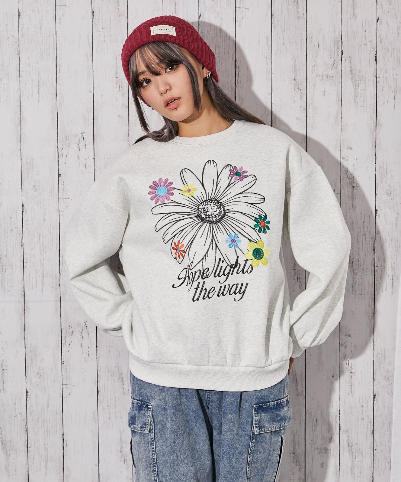 フラワー刺繍×裏起毛》ストリートフェミスウェット | GORGE