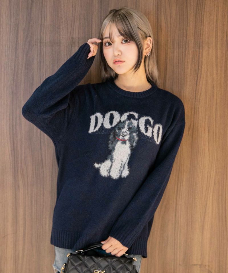 DOGGOロゴ×犬モチーフ》ふわふわニットトップス 冬◎ | GORGE