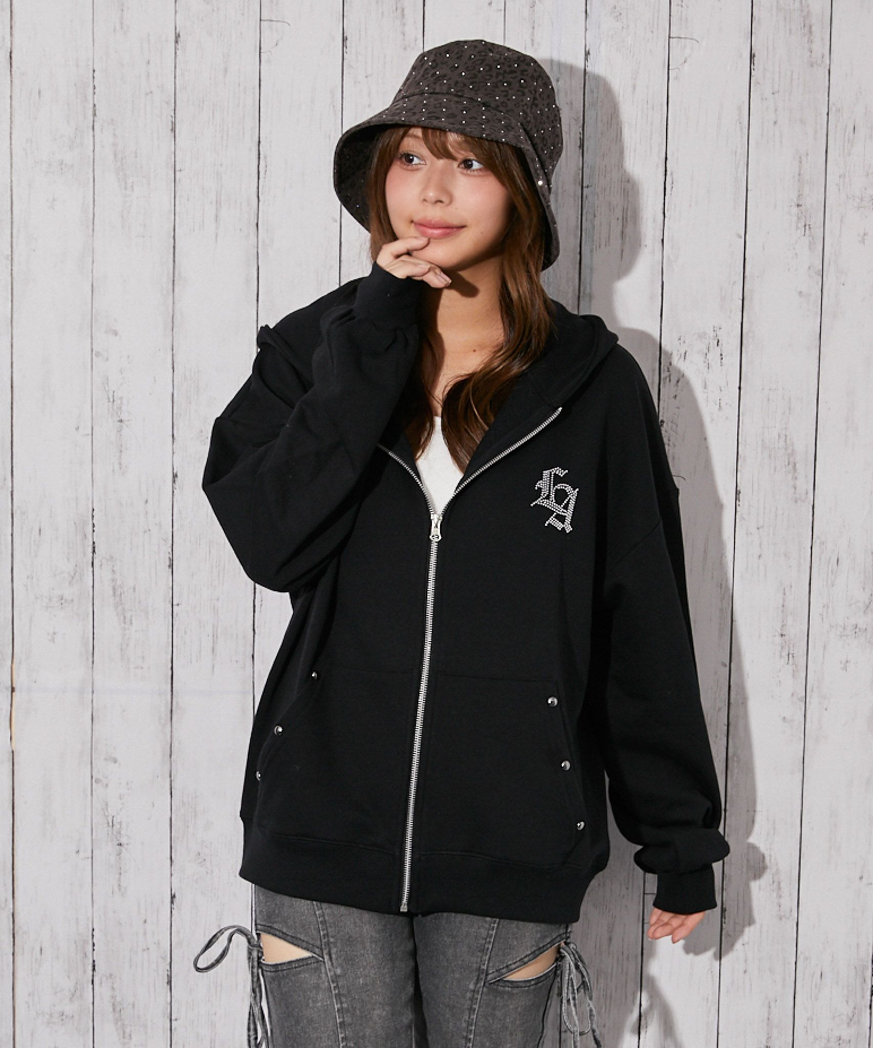 背中クロス×ロゴ×胸ワンポイントロゴ》裏毛ジップパーカー 秋冬 | GORGE