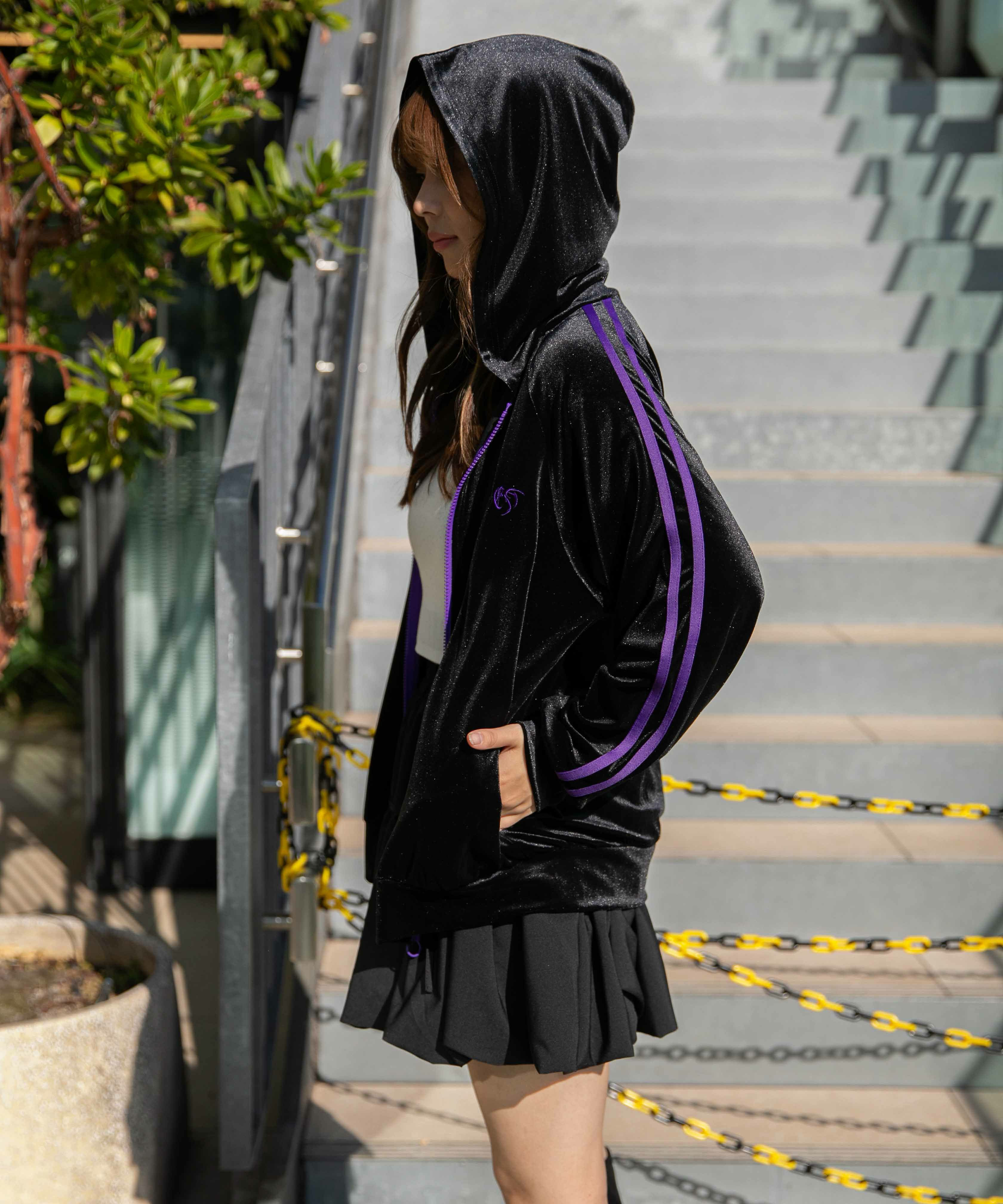 ベロア×ドラゴン刺繍》サイドラインジップパーカー | GORGE