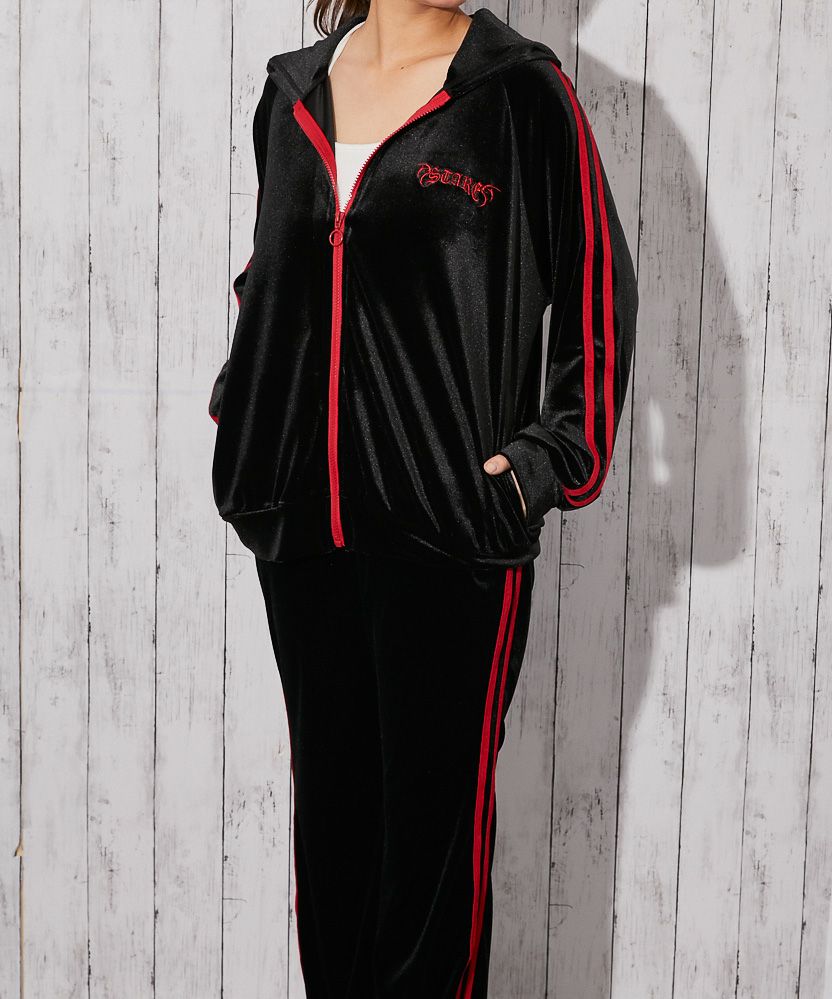 ベロア×ドラゴン刺繍》サイドラインジップパーカー | GORGE