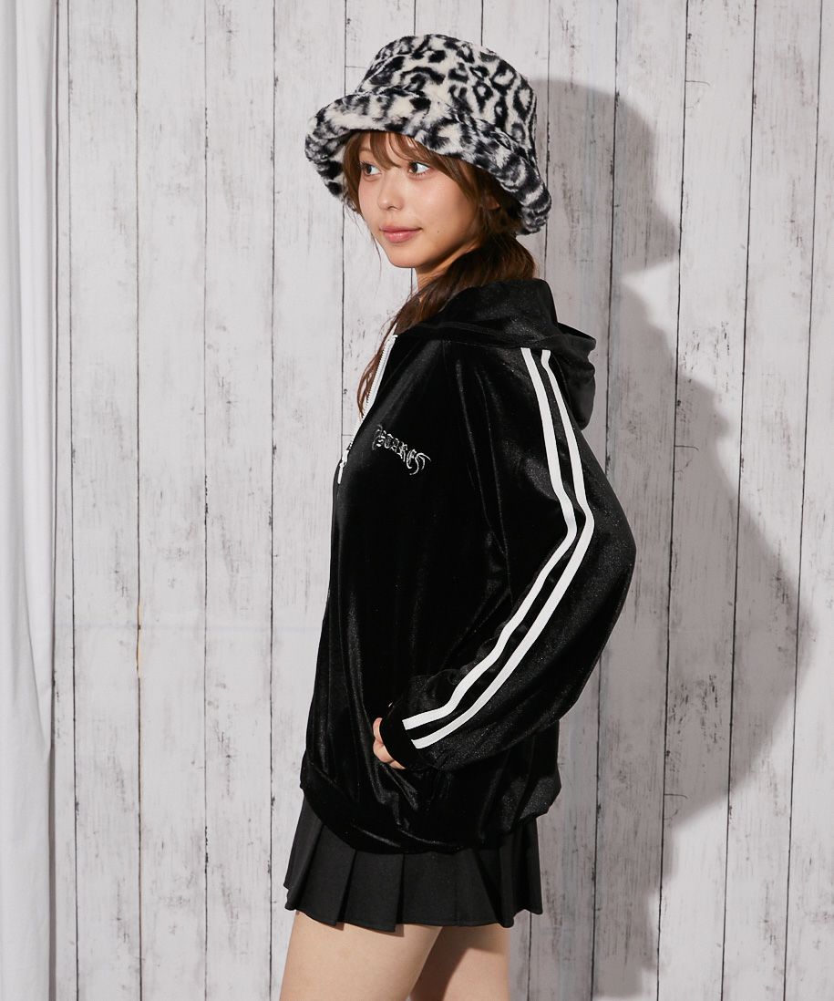 ベロア×ドラゴン刺繍》サイドラインジップパーカー | GORGE