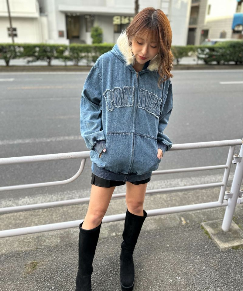 ファーフード取外し可×ヴィンテージ風》デニムZIPブルゾン／秋冬