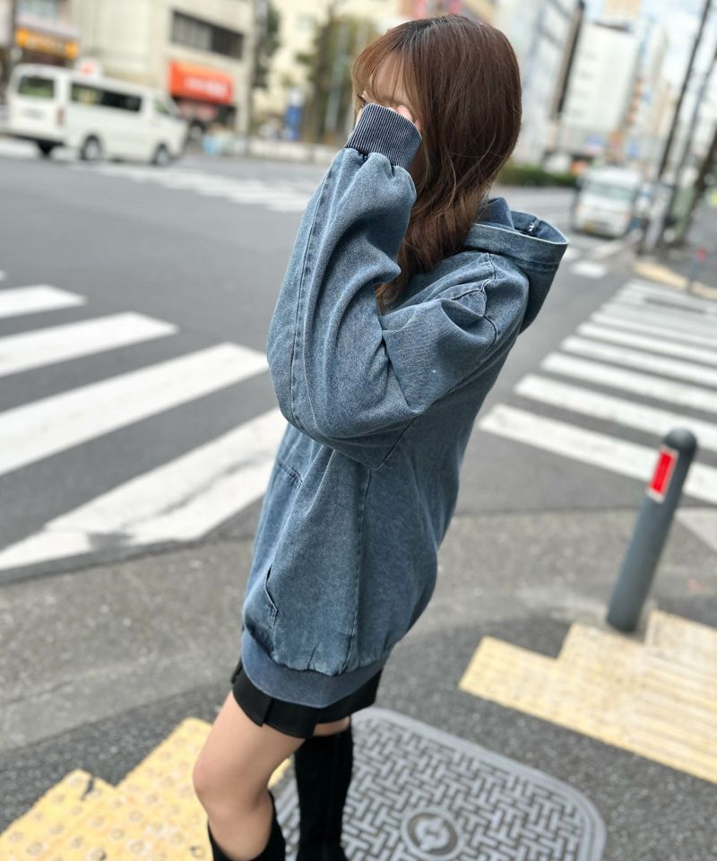 ファーフード取外し可×ヴィンテージ風》デニムZIPブルゾン／秋冬