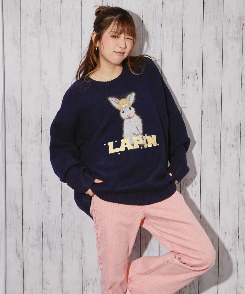 ニット×ウサギ×帽子モチーフ》パール×チャーム付きニット／秋冬 | GORGE