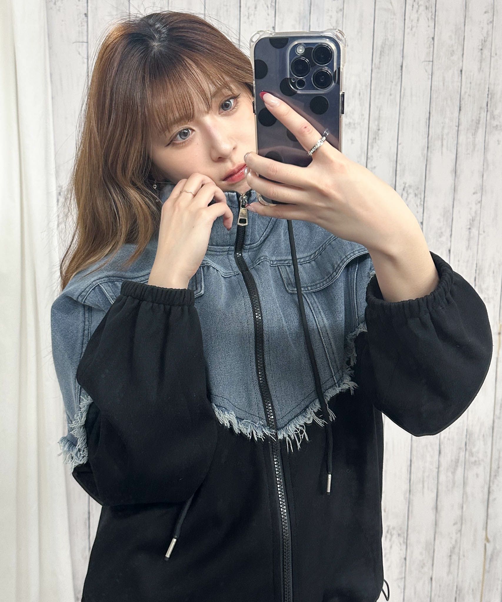 デニム切り替え×フード付き》ブルゾン／秋冬春／全2色 | GORGE