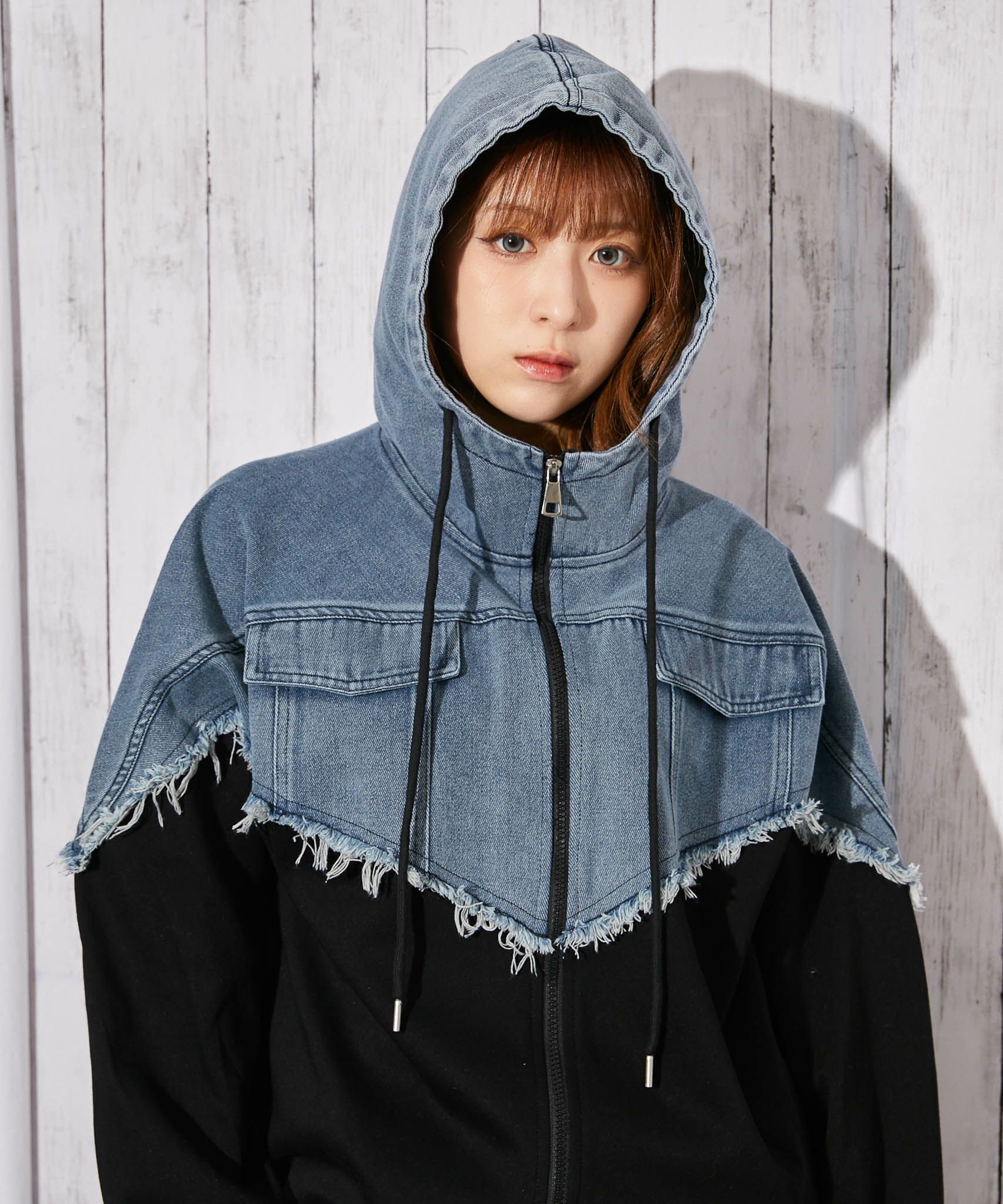 デニム切り替え×フード付き》ブルゾン／秋冬春／全2色 | GORGE