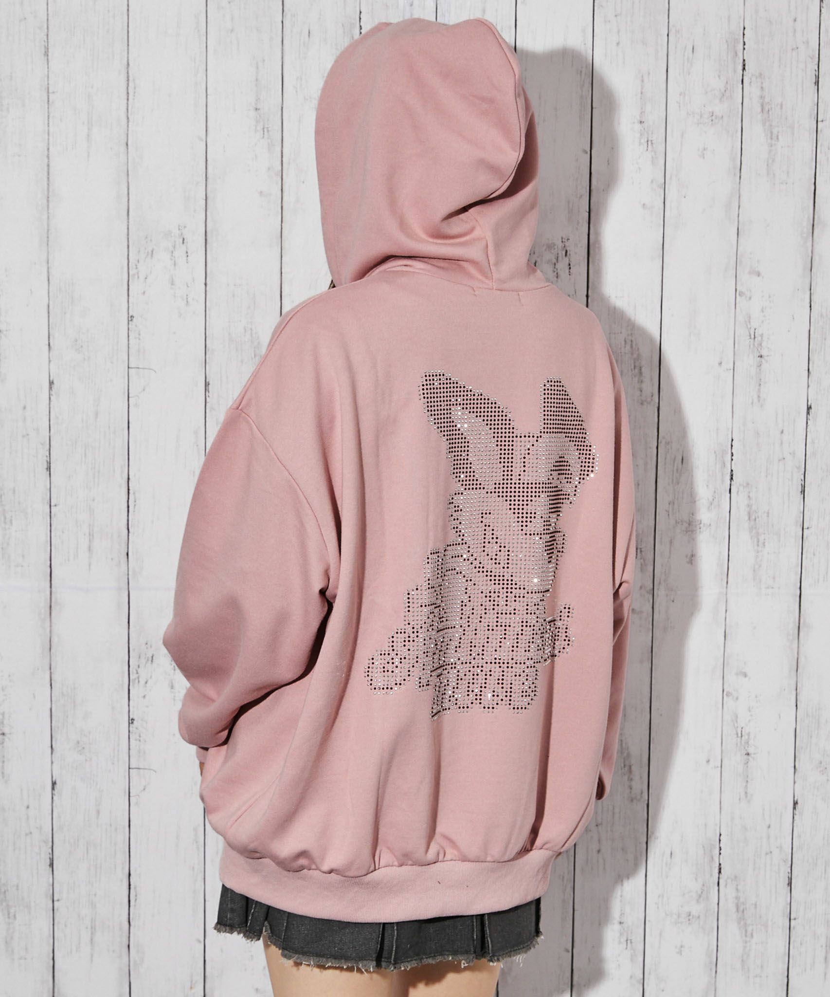 ラビットモチーフ×バックデザイン》裏毛ZIPパーカー／秋冬春／全3