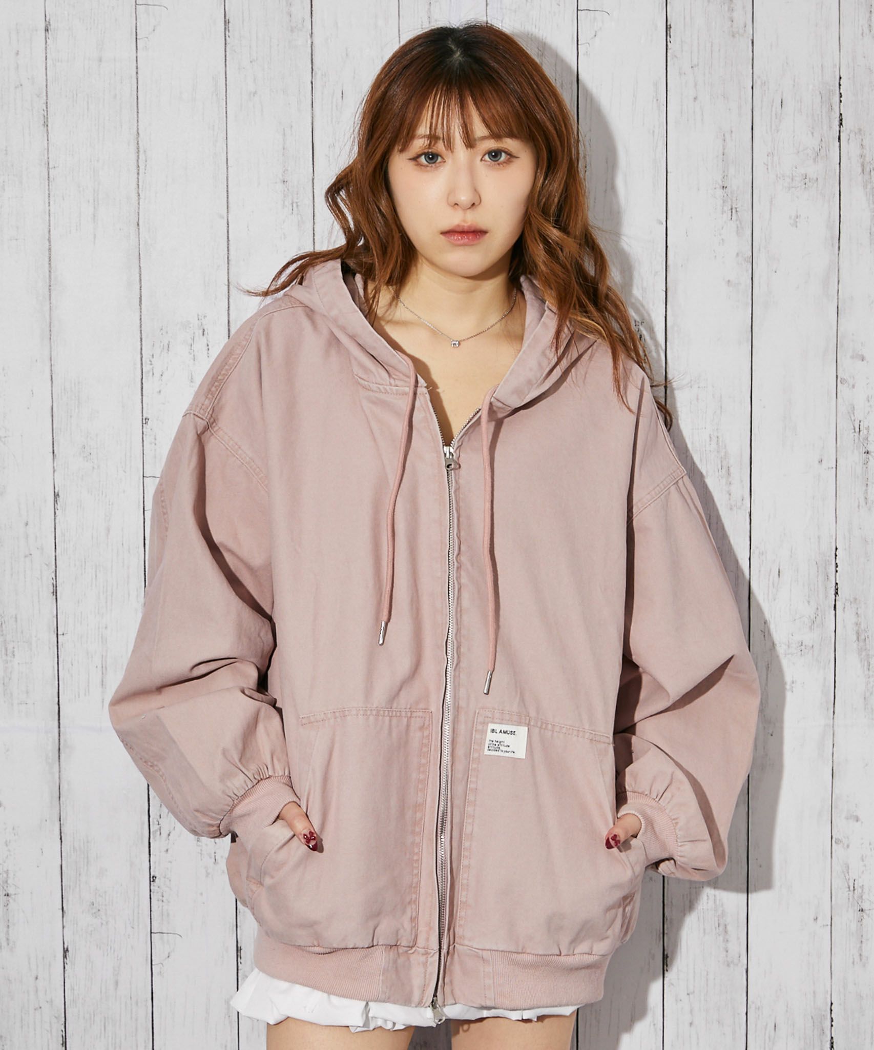 ツイル素材×ビッグフード》フード付きZIPジャケット／秋冬春／全3