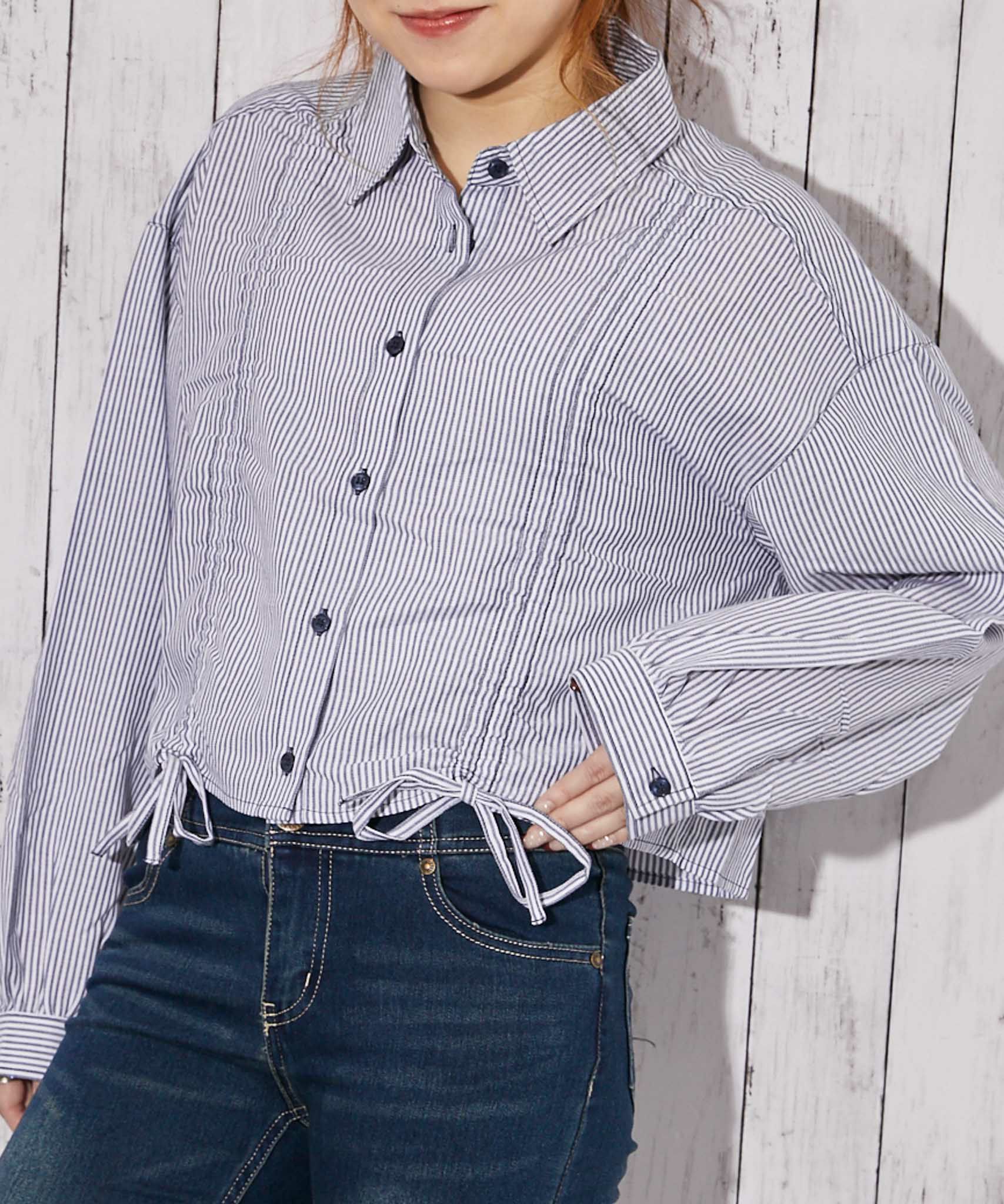 ダブルドロスト・ストライプ》シャツ／フェミニン×Y2K／春夏／全3