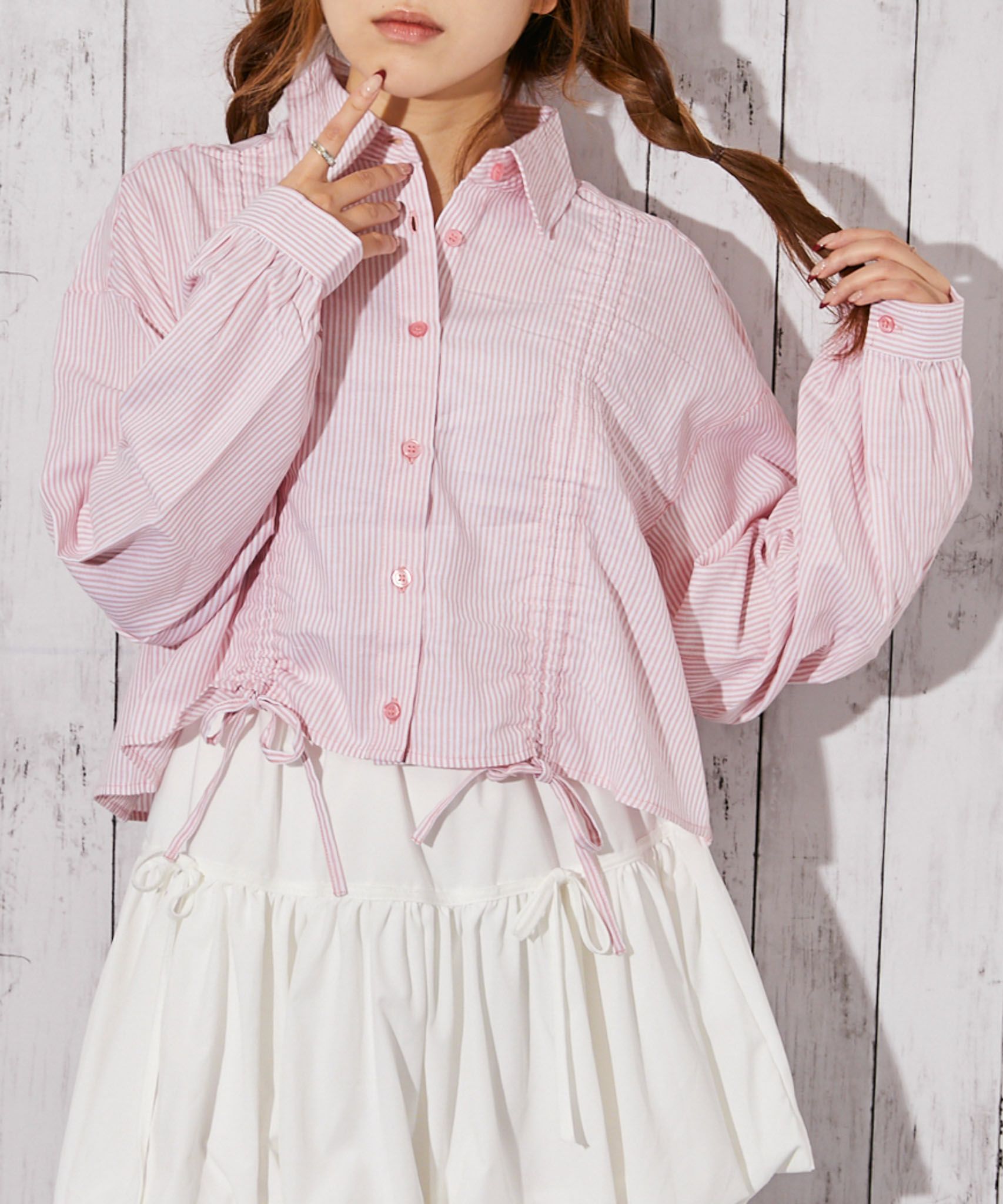 ダブルドロスト・ストライプ》シャツ／フェミニン×Y2K／春夏／全3