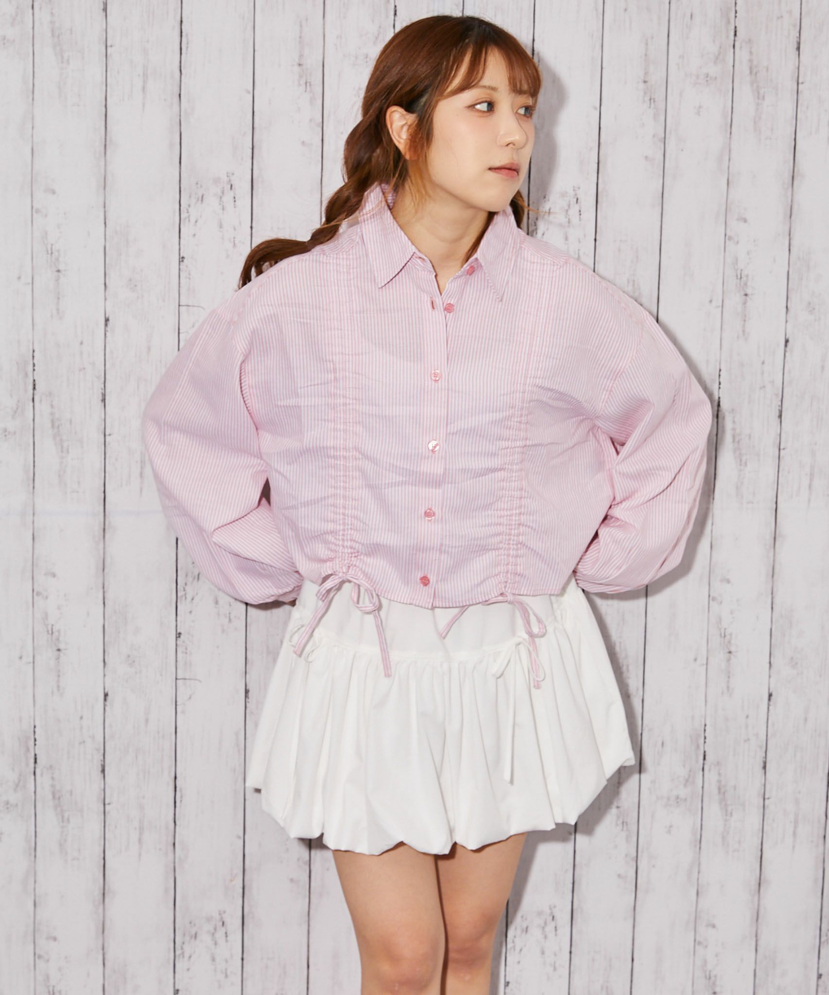 ダブルドロスト・ストライプ》シャツ／フェミニン×Y2K／春夏／全3