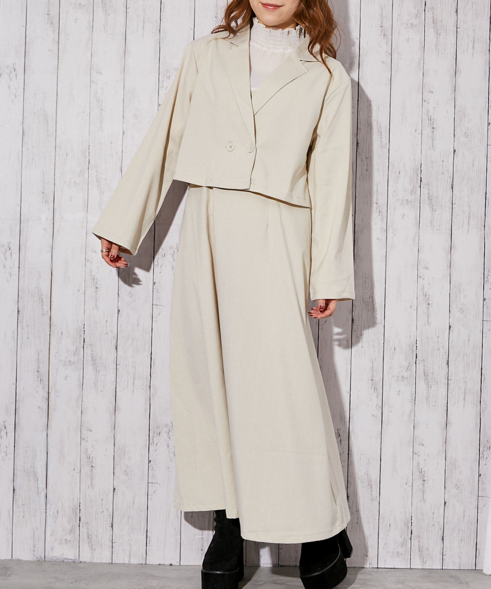 麻調・ワンピース＆ショートジャケット》セットアップ／キレイめ