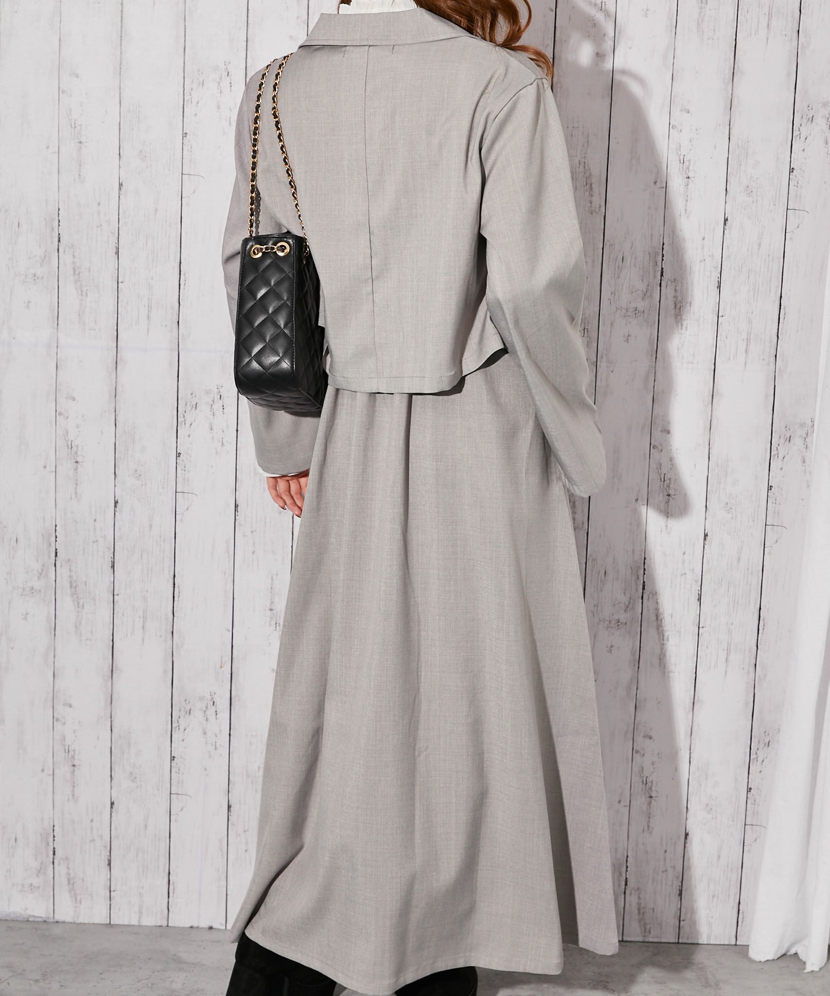 麻調・ワンピース＆ショートジャケット》セットアップ／キレイめ